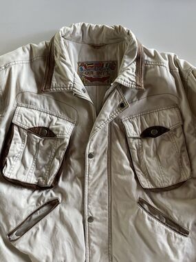 Men’s XL/XXL OUI INT’L Cotton Bomber Coat with Leather Trim